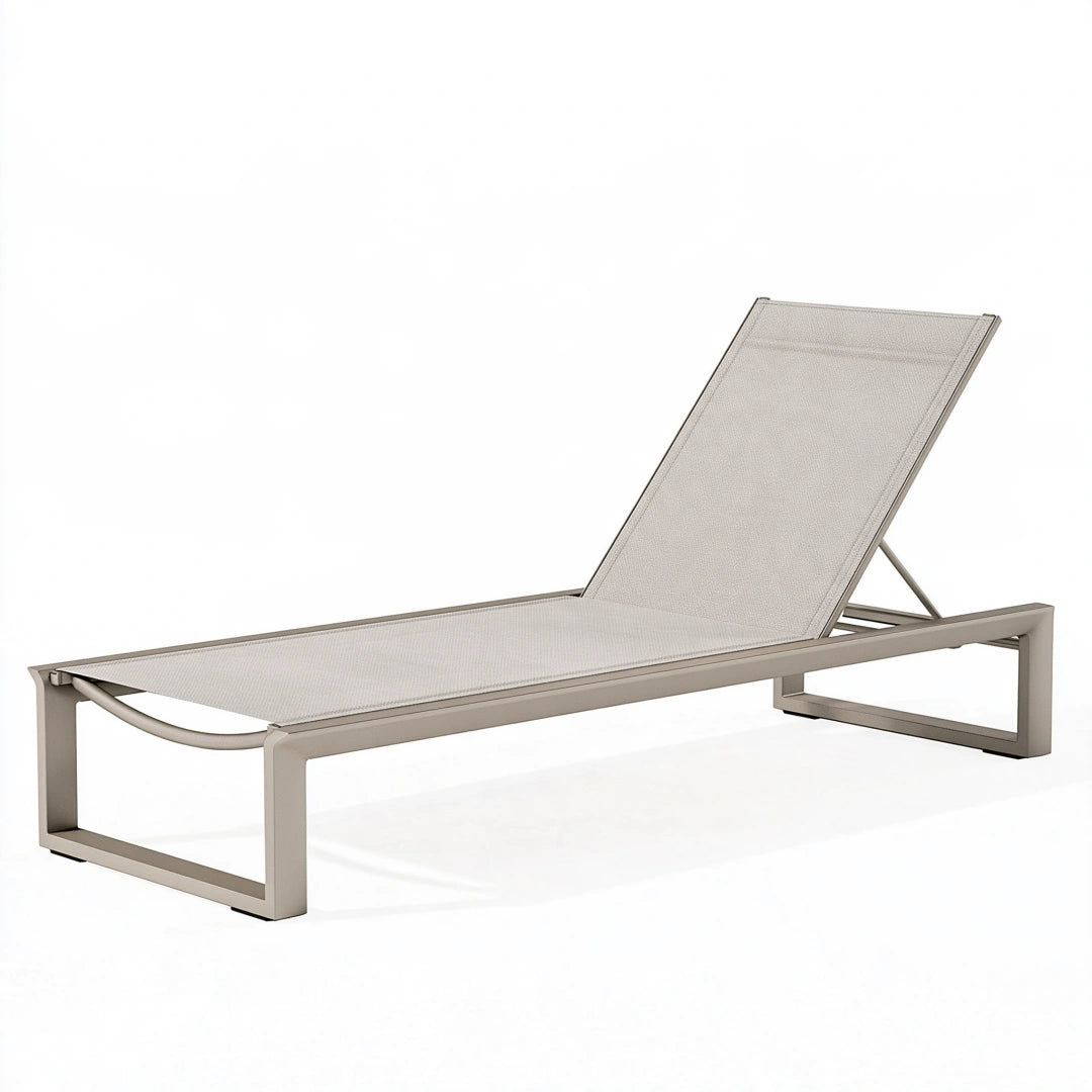 Lettino prendisole 195 x 65 cm in alluminio tortora con schienale regolabile da esterno