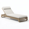 Lettino prendisole da esterno 200 x 70 cm in legno beige con schienale regolabile
