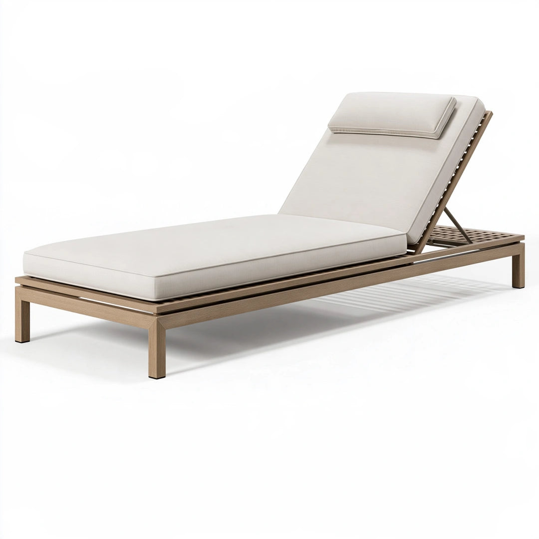 Lettino prendisole 200 x 70 cm in legno beige da esterno reclinabile