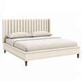 Letto matrimoniale 160 x 200 cm imbottito bianco in legno stile moderno
