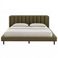 Letto matrimoniale 160 x 200 cm in tessuto verde oliva con testiera imbottita