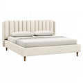 Letto matrimoniale imbottito 175x215x120 cm in tessuto crema - stile moderno