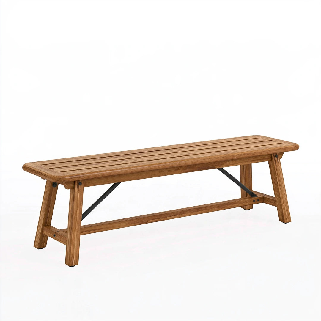 Panca da giardino 150 x 40 x 45 cm in legno marrone con seduta a doghe
