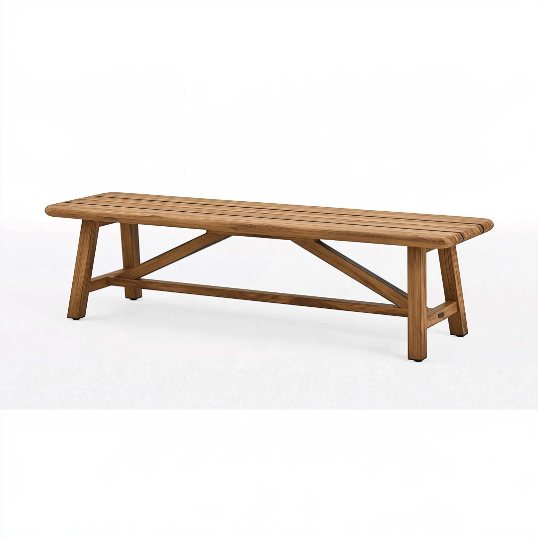 Panca da pranzo 180 x 40 x 45 cm in legno marrone stile rustico