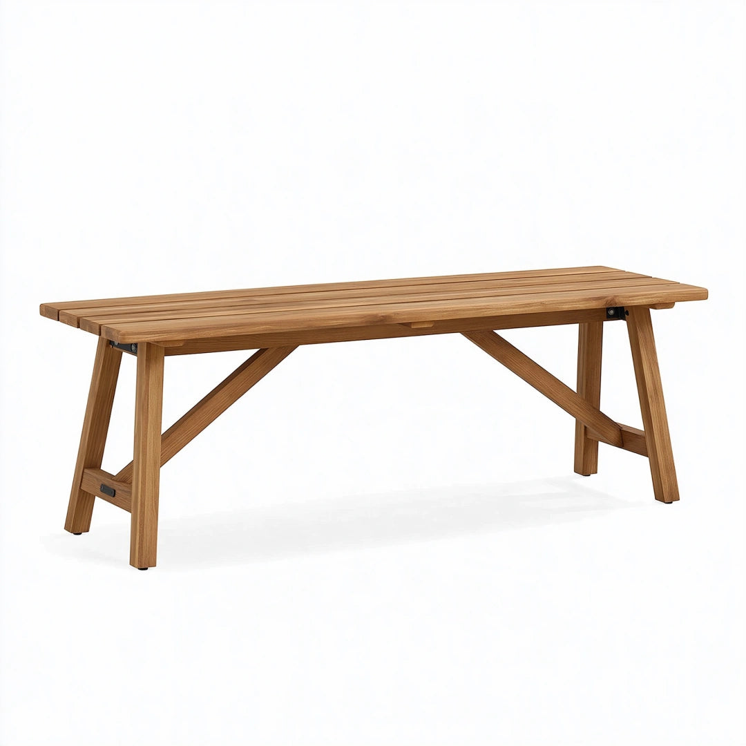Panca da giardino 180 x 40 x 45 cm in legno marrone - seduta a doghe stile rustico