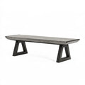 Panca da ingresso 180 x 40 x 45 cm in cemento grigio e metallo nero - stile industriale