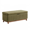 Panca contenitore 120 x 45 x 50 cm in similpelle verde oliva con gambe in legno stile moderno