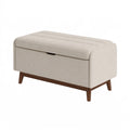 Panca contenitore 100 x 40 x 50 cm in tessuto beige con gambe in legno - stile moderno