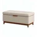 Panca contenitore 110 x 45 x 50 cm in tessuto beige e legno stile moderno