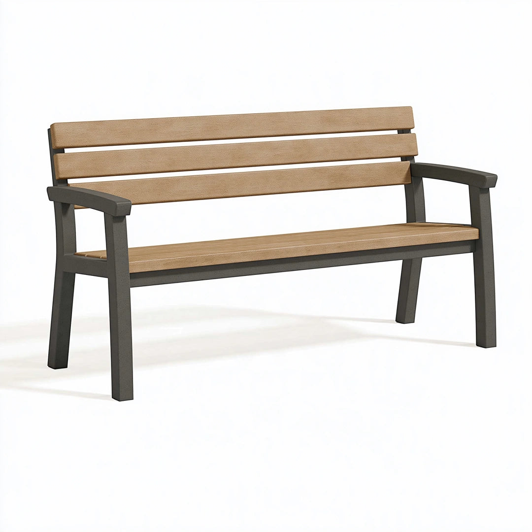 Panca da giardino 120 x 60 x 85 cm in legno e metallo marrone/grigio antracite stile moderno a due posti