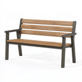 Panca da giardino 120 cm in metallo e doghe effetto legno marrone antracite stile moderno