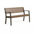 Panca da giardino 150 x 60 x 88 cm in metallo marrone a 3 posti con braccioli