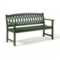 Panca da giardino 122 x 61 x 88 cm in metallo verde con schienale decorativo