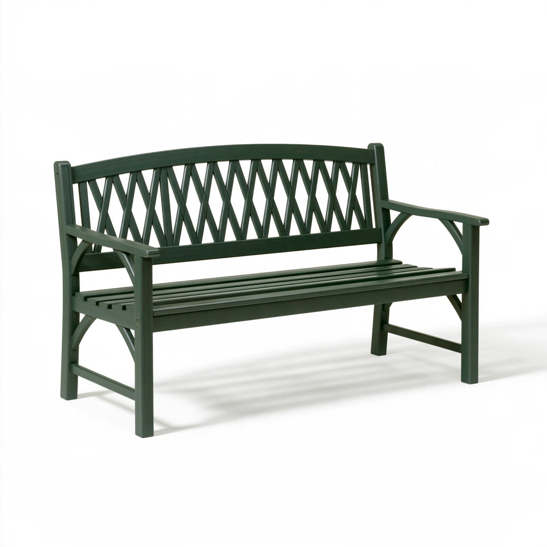 Panca da giardino 120 x 60 x 90 cm in legno verde - schienale intrecciato