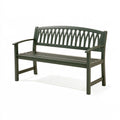 Panca da giardino 122x61x88 cm in metallo verde con braccioli stile classico