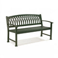 Panchina da giardino 125 x 60 x 88 cm in metallo verde - seduta da esterno con schienale decorativo