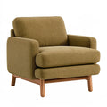 Poltrona 88 x 90 x 88 cm in tessuto verde oliva con gambe in legno - stile moderno per soggiorno