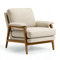 Poltrona 78 x 85 x 88 cm in tessuto beige e legno - seduta imbottita stile moderno
