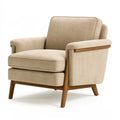 Poltrona 82 x 85 x 90 cm in tessuto beige con struttura in legno stile moderno