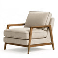 Poltrona 75 x 85 x 90 cm in tessuto beige e legno marrone - stile moderno da soggiorno