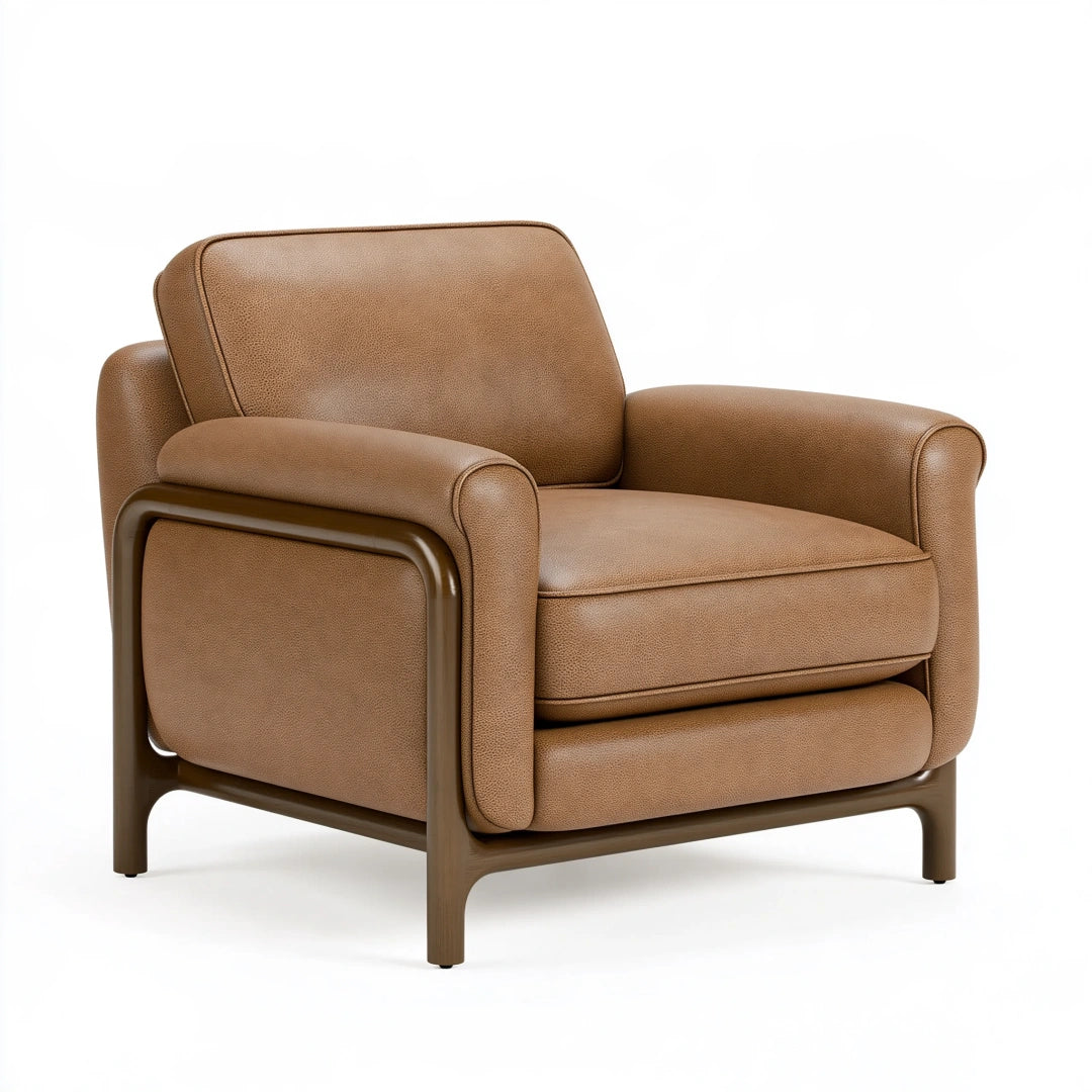 Poltrona 95 x 90 x 82 cm marrone rivestita effetto pelle stile moderno