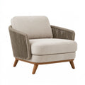 Poltrona 78 x 82 x 85 cm in tessuto beige e corda intrecciata stile moderno